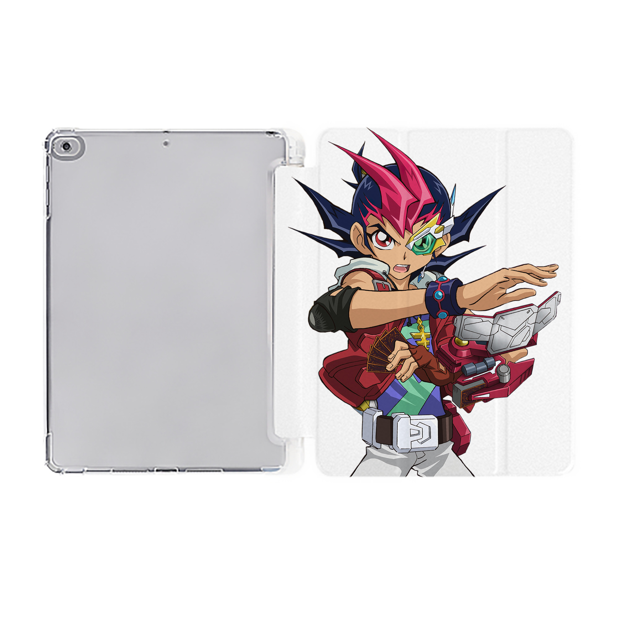 （画像用） 遊☆戯☆王 Yu-Gi-Oh! IPad ケース ペン収納付き 三つ折りスタンド PUレザー×シリコン 対応機種9.5/10.5/10.9インチ
